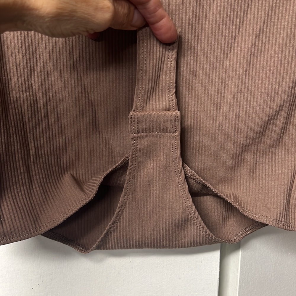 Long sleeve light brown square neck body suit - Picture 4 of 4